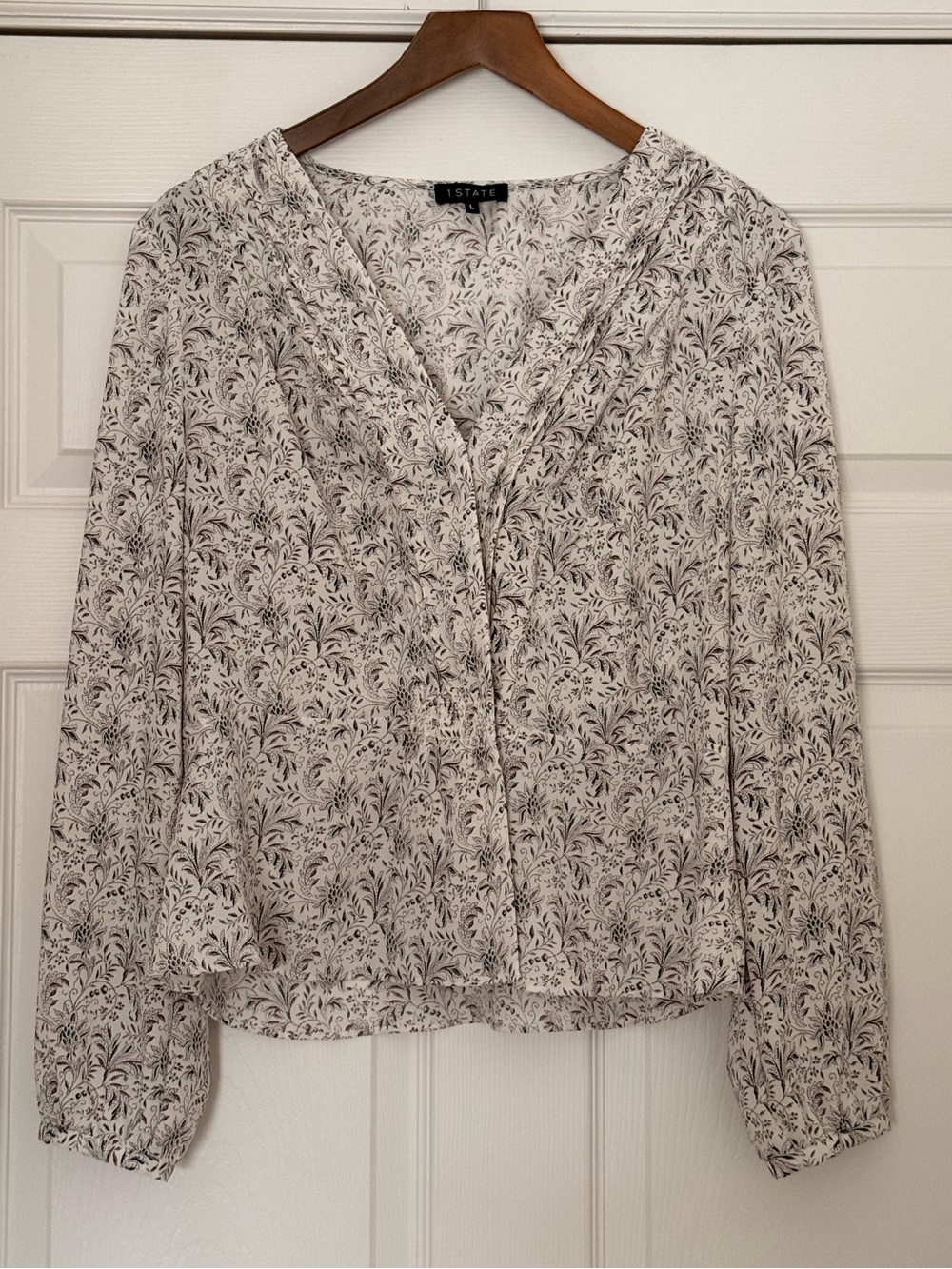 1. State Floral V-Neck Long-Sleeve Blouse